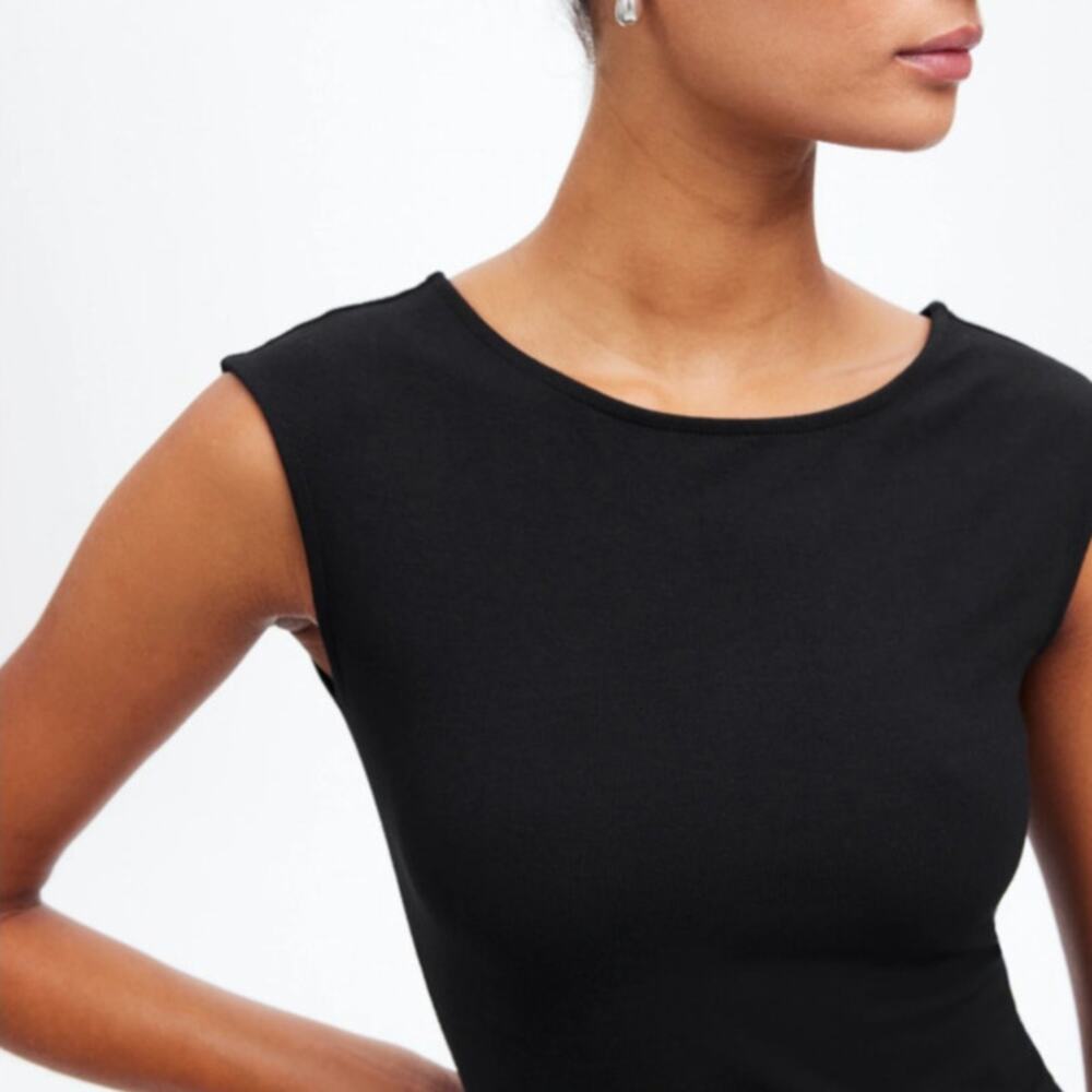 NWT Madewell Cap Sleeve Scoop Neck Tee in Black XXS NR343